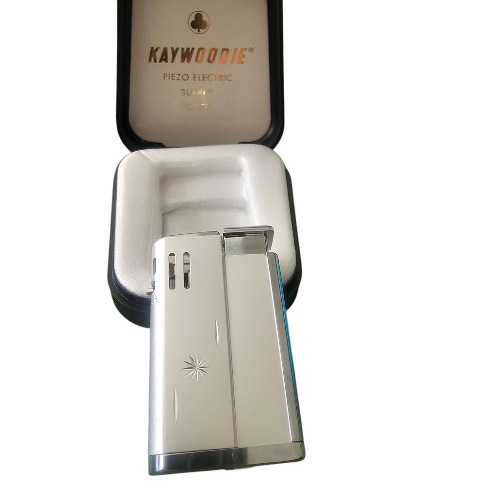 Vintage New Kaywoodie Piezo Electric Butane Lighter Silver Butane Lighter